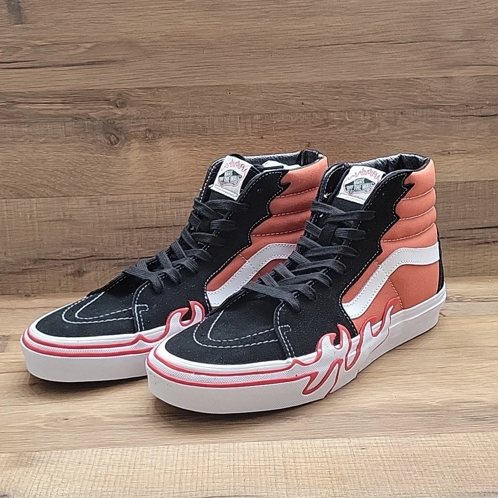 Van's SK8-Hi Flame in the box no lid authentic uper textile and leather.